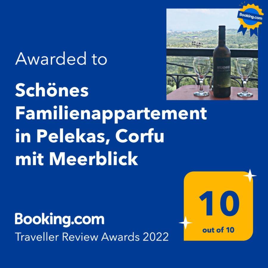 Schoenes Familienappartement In Pelekas, Corfu Mit Meerblick Ngoại thất bức ảnh